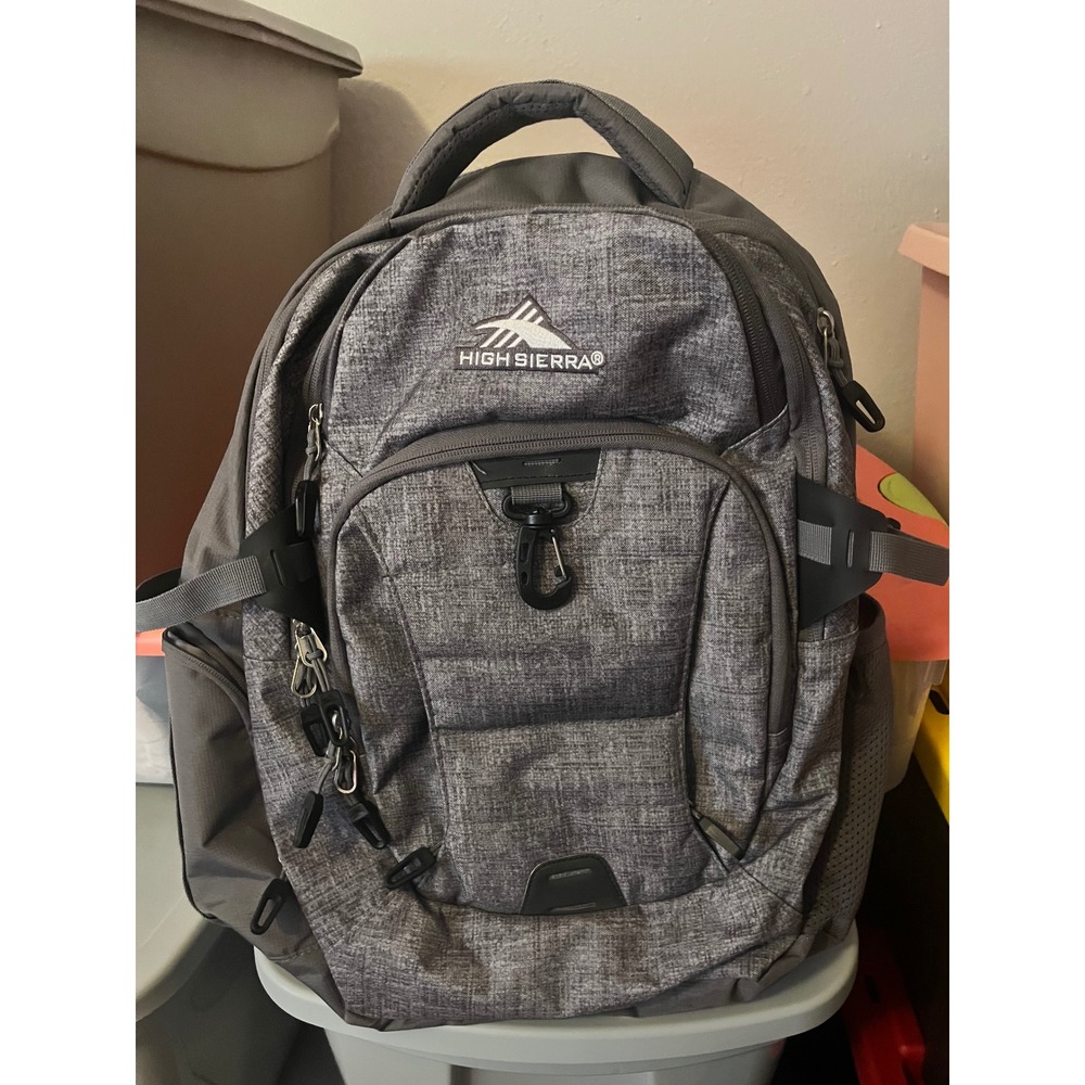High Sierra Gray Heathered Multi-Compartment Backpack Tech Sleeve‎ School Travel